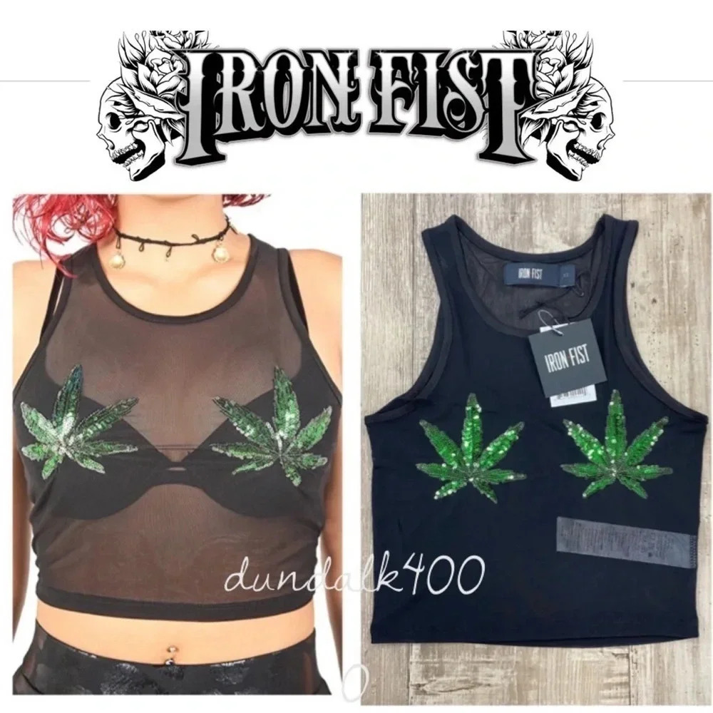 Iron Fist Mary Jane mesh crop tank top.